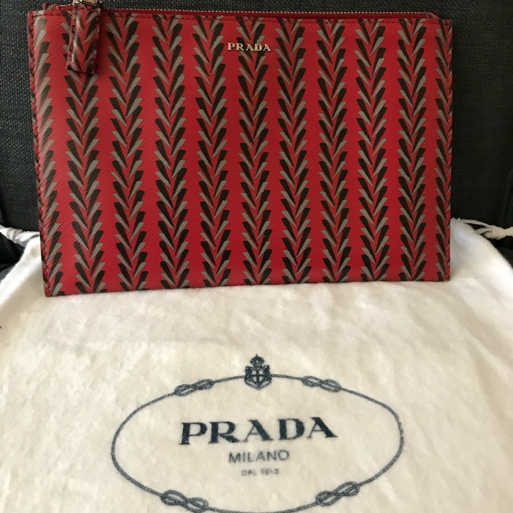 Authentic Prada Saffiano Leather Clutch Bag